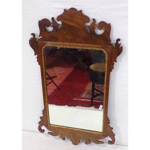 219 - Queen Anne mahogany framed wall mirror with gilt decorated border