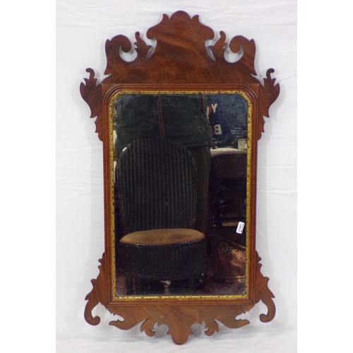 219 - Queen Anne mahogany framed wall mirror with gilt decorated border