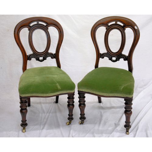 295 - Pair of Victorian style balloonback occasional chairs with scroll decoration, serpentine fronted uph... 