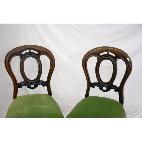 295 - Pair of Victorian style balloonback occasional chairs with scroll decoration, serpentine fronted uph... 