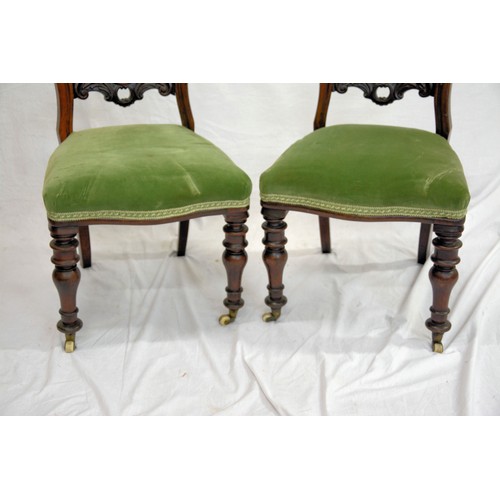 295 - Pair of Victorian style balloonback occasional chairs with scroll decoration, serpentine fronted uph... 