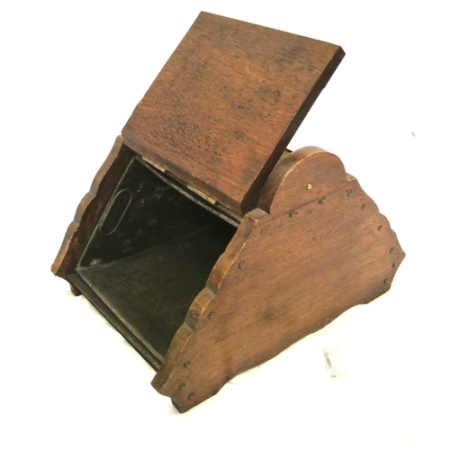 137 - Georgian fuel box with shaped brass handle and mounts