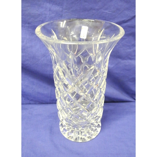 163 - Waterford Crystal cut glass flower vase with strawberry diamonds and round base