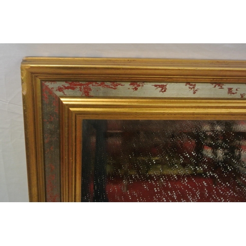 189 - Large gilt framed bevelled glass wall mirror with double frame