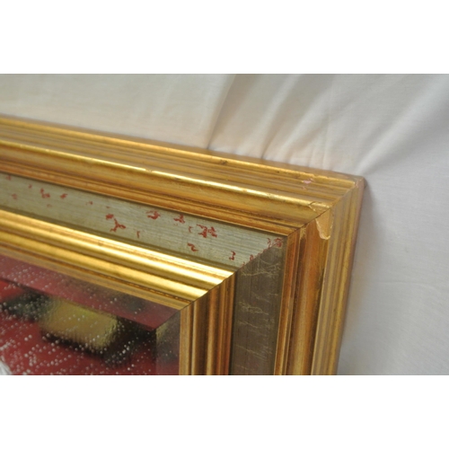 189 - Large gilt framed bevelled glass wall mirror with double frame