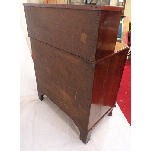 190 - Georgian style inlaid and crossbanded mahogany and satinwood cabinet, the top with tambour front and... 