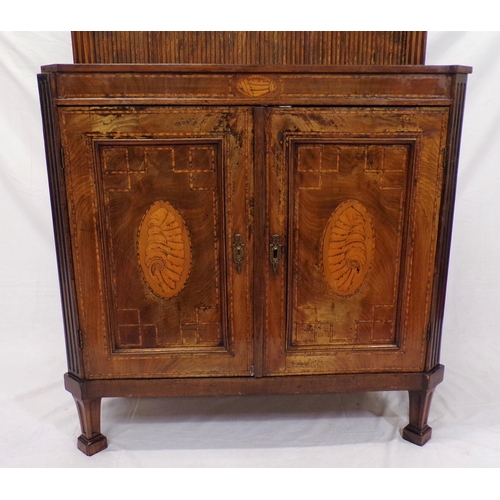 190 - Georgian style inlaid and crossbanded mahogany and satinwood cabinet, the top with tambour front and... 