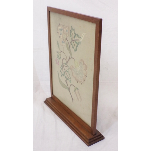 2 - Edwardian mahogany needlepoint firescreen on stepped base