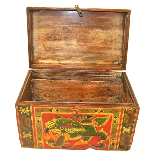 207 - Oriental style lacquered storage box with ornate foliate and serpent decoration