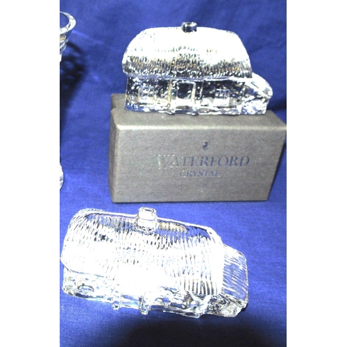 222 - Two Waterford Crystal Lismore Cottage ornaments