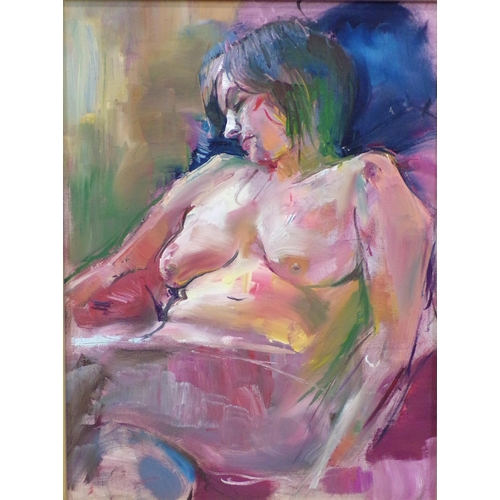 255 - Irish School 'Lady asleep on sofa 'oil on canvas 60x45cm