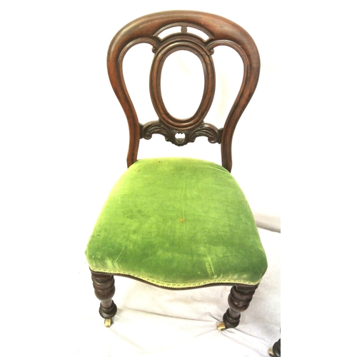 295 - Pair of Victorian style balloonback occasional chairs with scroll decoration, serpentine fronted uph... 