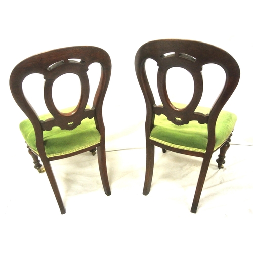 295 - Pair of Victorian style balloonback occasional chairs with scroll decoration, serpentine fronted uph... 