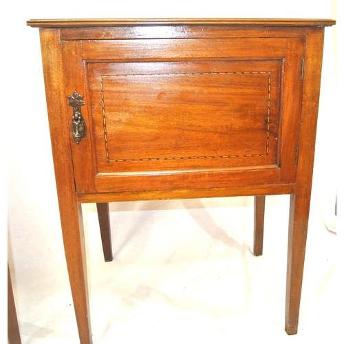 31 - Pair of Edwardian inlaid mahogany lockers on square tapering legs