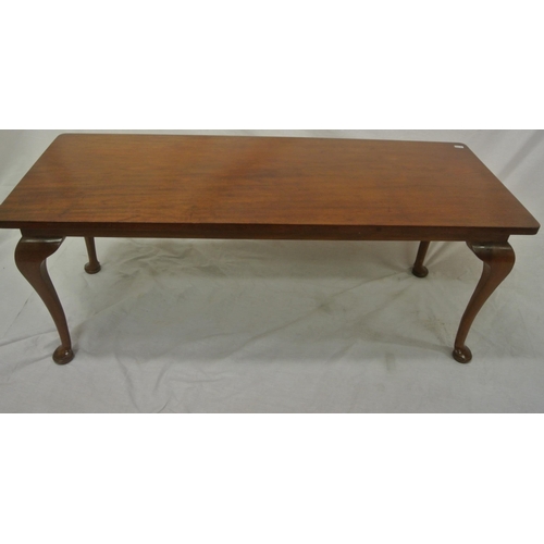 34 - Oblong Victorian style mahogany coffee table with cabriole legs and pad feet