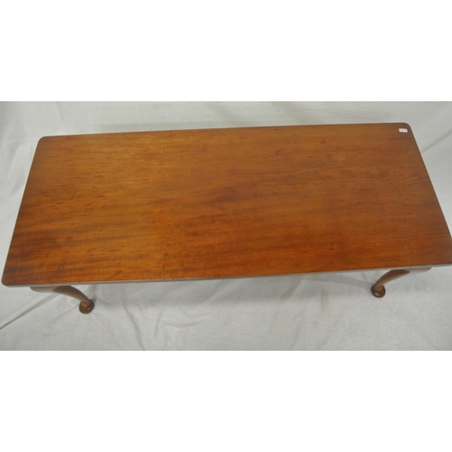 34 - Oblong Victorian style mahogany coffee table with cabriole legs and pad feet