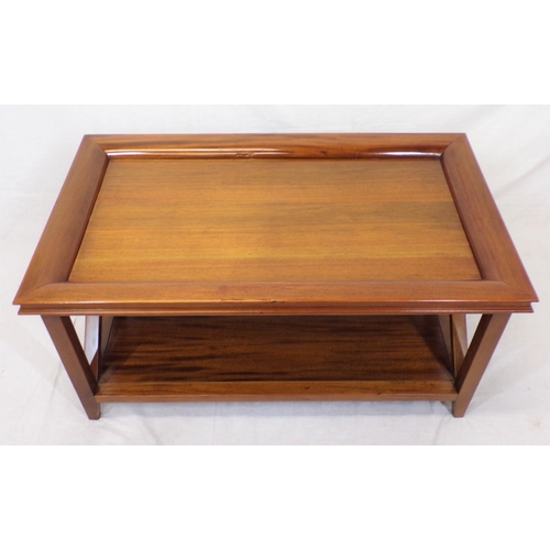 41 - Edwardian mahogany oblong two tier coffee table with raised borders