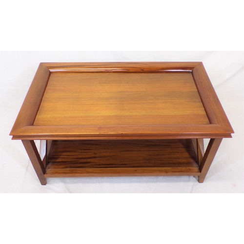 41 - Edwardian mahogany oblong two tier coffee table with raised borders