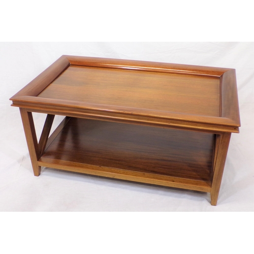 41 - Edwardian mahogany oblong two tier coffee table with raised borders