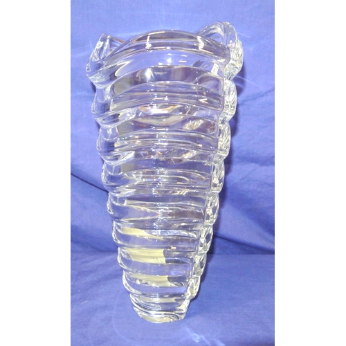 58 - Art Deco style Galway crystal flower vase with ribbed decoration