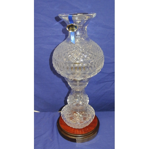 73 - Tipperary Crystal cut glass table lamp with hobnail decoration and round base