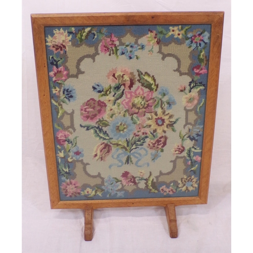 8 - Edwardian firescreen with foliate needlework decoration