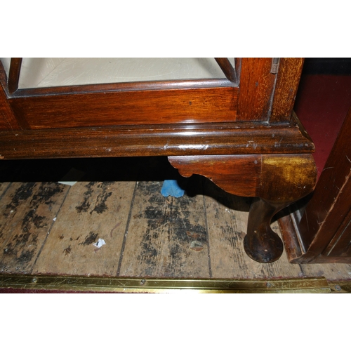 90 - Edwardian mahogany display cabinet / bureau with glazed doors, glass shelving, bureau with fall-out ... 