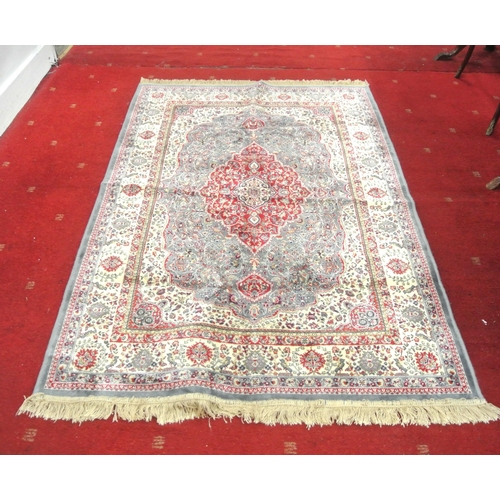 92 - Duck egg blue ground Iranian Kerman rug with floral decoration, 118 x 180cm