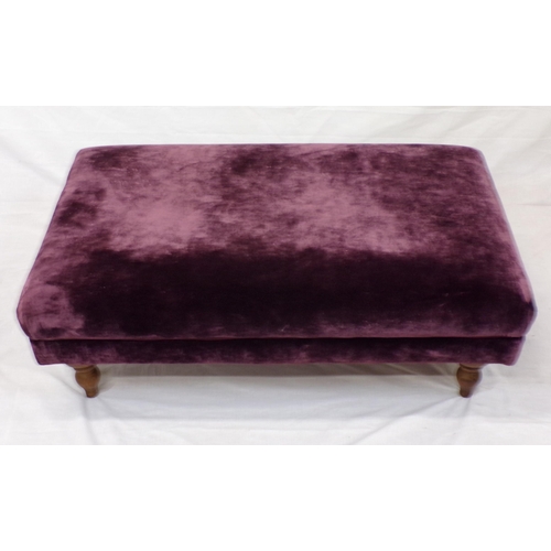 99 - Edwardian style oblong upholstered stool with turned tapering legs