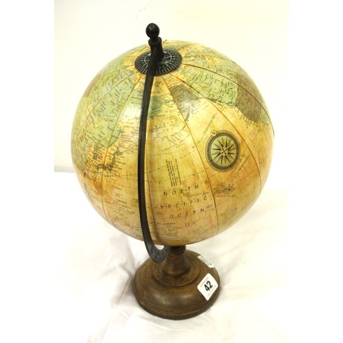 42 - Small world globe with metal bracket and round stand