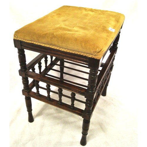 161 - Victorian mahogany stool with turned columns and rails, on shaped legs