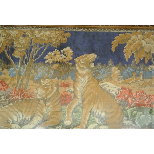 271 - Indian School 'Tigers in a woodland landscape' tapestry 95x140cm