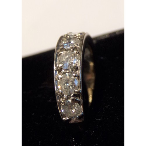 235 - Ladies half eternity seven diamond stone gold ring mounted on gold shank