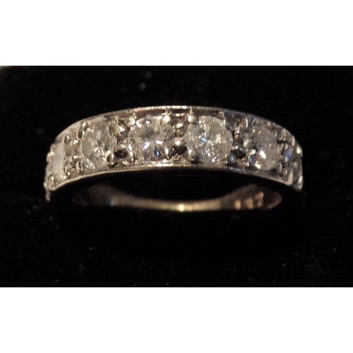 235 - Ladies half eternity seven diamond stone gold ring mounted on gold shank