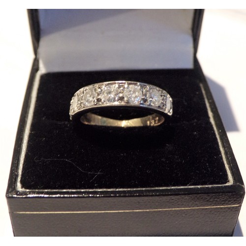 235 - Ladies half eternity seven diamond stone gold ring mounted on gold shank