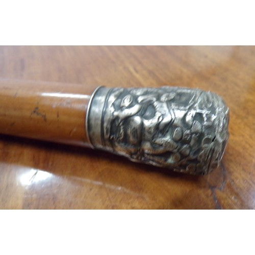 249 - Malacha walking cane with white metal pommel