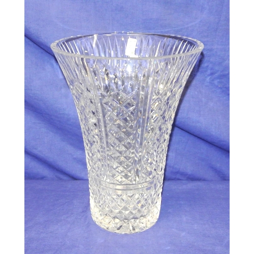 103 - Large cut glass flared flower vase with hobnail decoration