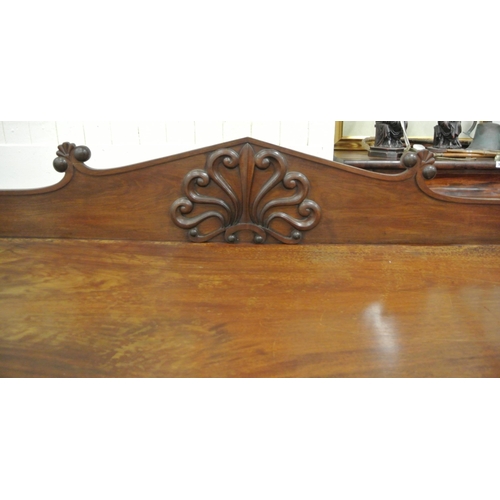 100 - William IV mahogany sideboard with shaped tray back, with scroll decoration, with frieze, on turned ... 