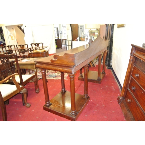 100 - William IV mahogany sideboard with shaped tray back, with scroll decoration, with frieze, on turned ... 