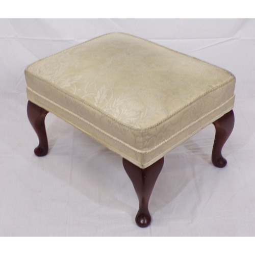 126 - Edwardian design mahogany upholstered stool with cabriole legs