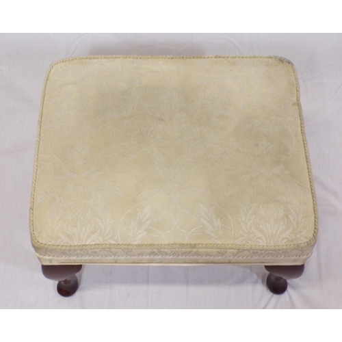 126 - Edwardian design mahogany upholstered stool with cabriole legs