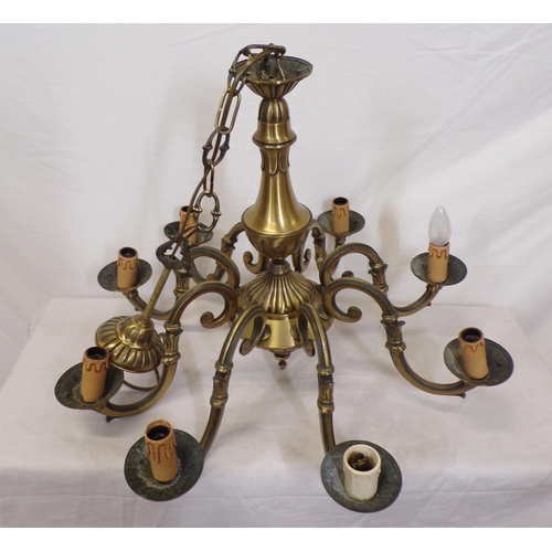 137 - French style ormolu hanging chandelier with S-shaped arms, and shaped sconces