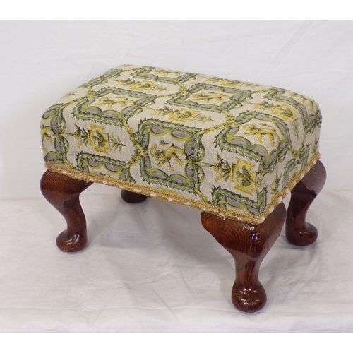 146 - Victorian style foot stool with upholstered top and cabriole legs