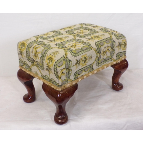 146 - Victorian style foot stool with upholstered top and cabriole legs