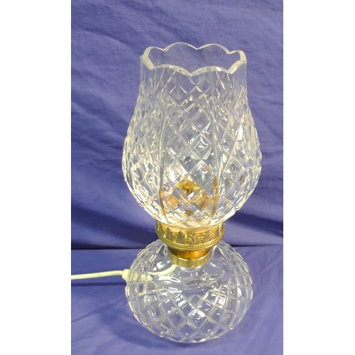 147 - Waterford Crystal electric table lamp with baluster shaped shade and round bowl