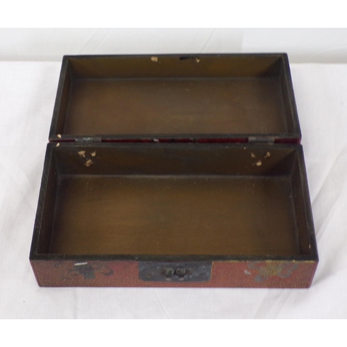 157 - Oriental lacquered stationery box with ornate and foliate decoration