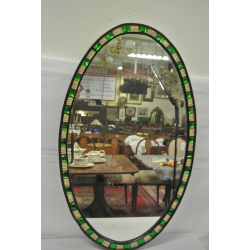 159 - Italian Murano style oval wall mirror with ornate decorated frame