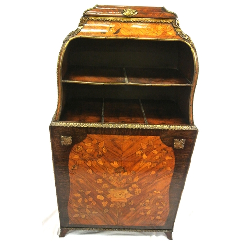 160 - Dutch marquetry open cabinet with ornate ormolu mounts, foliate inlay, shaped shelf, on bracket feet