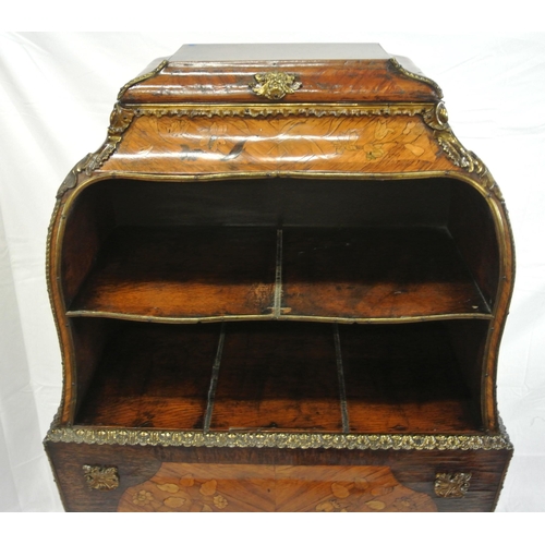 160 - Dutch marquetry open cabinet with ornate ormolu mounts, foliate inlay, shaped shelf, on bracket feet