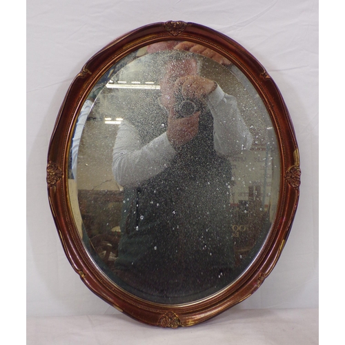 17 - Regency design oval bevelled glass wall mirror